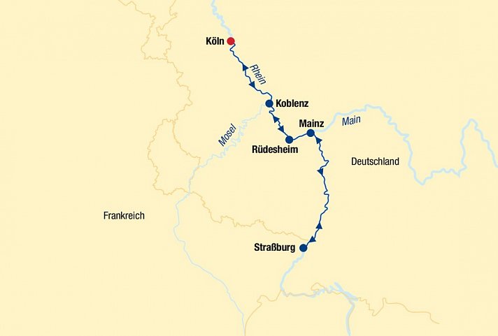 Flusskreuzfahrt Rhein (inkl. Bahn)