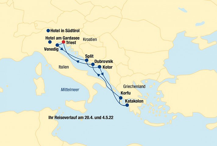 Kreuzfahrt Östl. Mittelmeer & Gardasee (Vorprogramm)