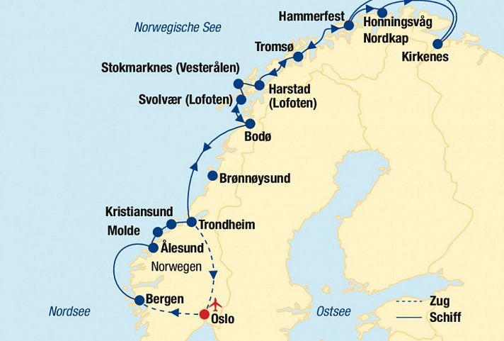 Kreuzfahrt klassische Postschiffroute Norwegen