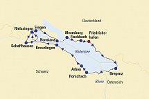 Bodensee-Radtour ab/bis Friedrichshafen - Routenkarte