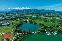 Bodensee-Radtour ab/bis Friedrichshafen - Blick ins vorarlbergerische und schweizerische Rheintal