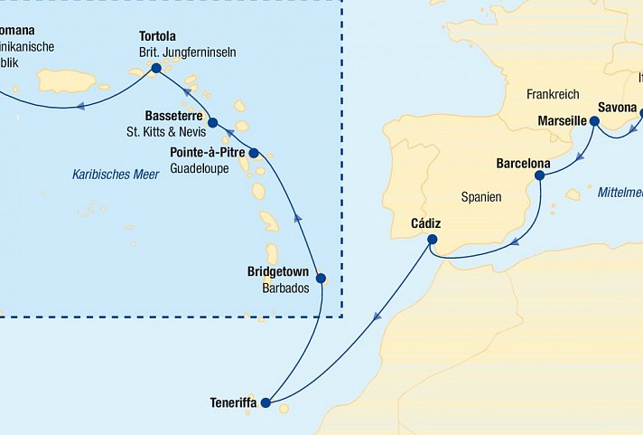 Kreuzfahrt Transatlantik ab Genua