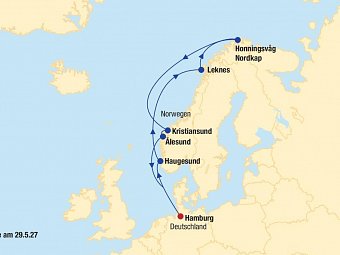 Kreuzfahrt Nordkap inkl. Bahn