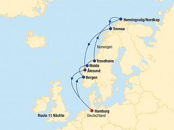 Kreuzfahrt Nordkap inkl. Bahn