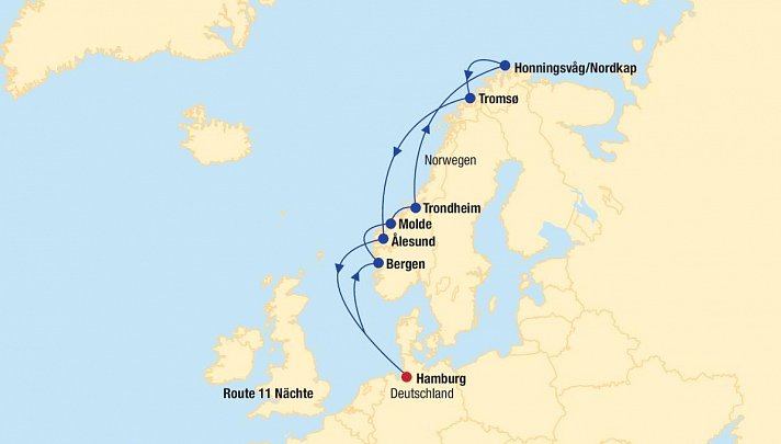 Kreuzfahrt Nordkap inkl. Bahn