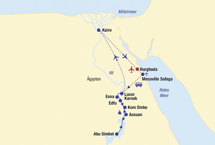 Nilkreuzfahrt - Badeurlaub Safaga & Kairo