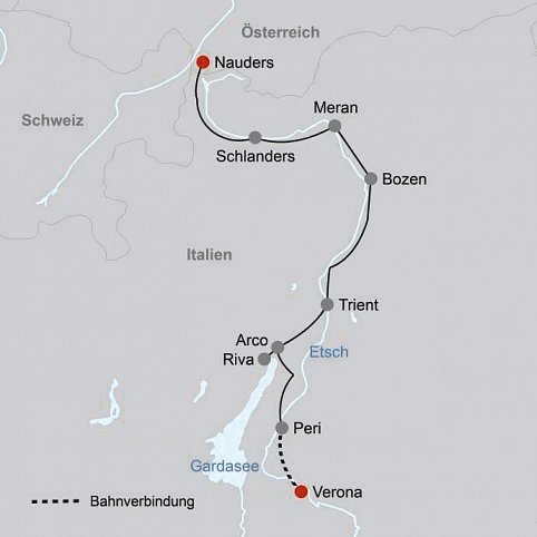 Etsch-Radweg von Nauders nach Verona