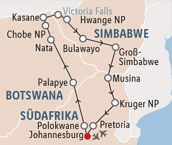 Südafrika - Botswana - Simbabwe Rundreise 