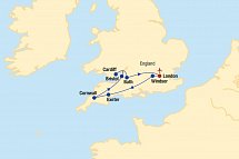 Südengland & Wales Rundreise - Routenkarte Südengland & Wales