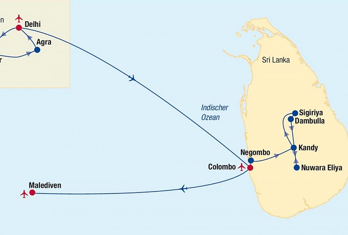 Sri Lanka, Indien & Malediven Rundreise