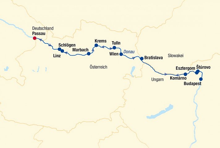 Flusskreuzfahrt Donau bis Budapest Boat & Bike