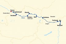Flusskreuzfahrt Donau Boat & Bike (bis Budapest) - Routenkarte Donau (bis Budapest)