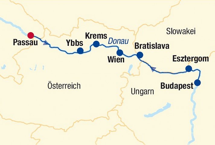 Flusskreuzfahrt Donau inkl. Bahn