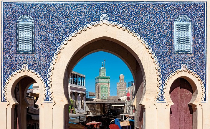 Marokko Rundreise & Baden - Stadttor Bab Boujeloud, Fes