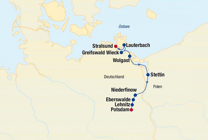 Flusskreuzfahrt Stralsund bis Potsdam