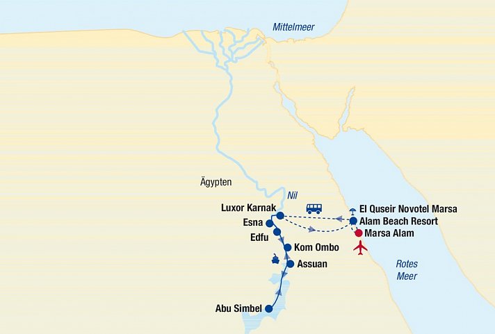 Nilkreuzfahrt + Baden in Marsa Alam