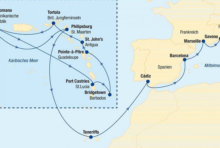 Kreuzfahrt Transatlantik ab La Romana
