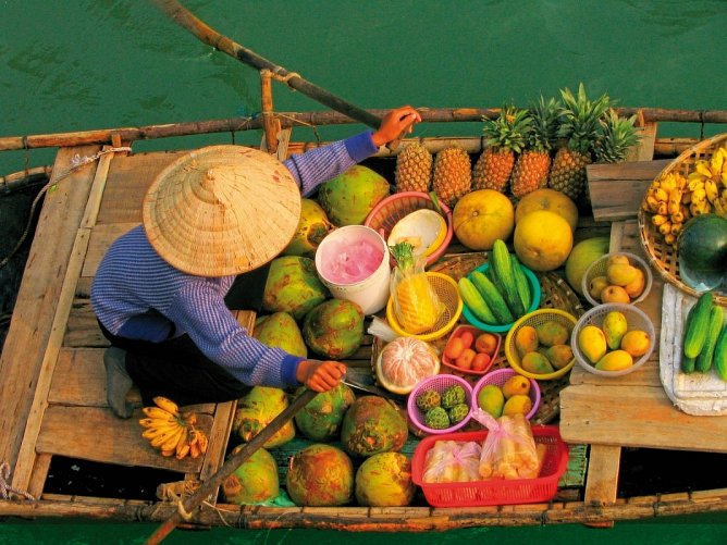 Asien - Vietnam, Kambodscha Rundreise & Baden Thailand - Schwimmender Markt
