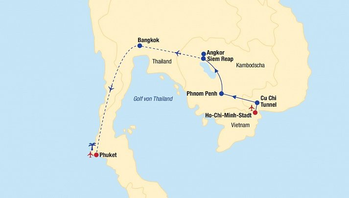 Asien - Vietnam, Kambodscha Rundreise & Baden Thailand