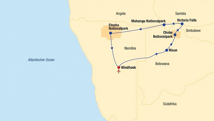 Namibia, Botswana, Simbabwe - Rundreise