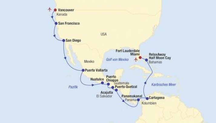 Kreuzfahrt Panamakanal (Vancouver bis Miami)