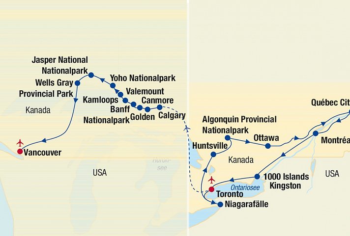 Kanada Rundreise - Ost und West