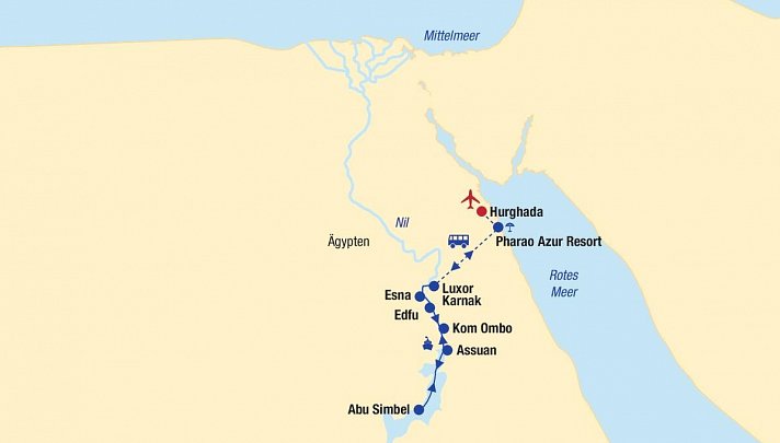 Nilkreuzfahrt und Baden in Hurghada