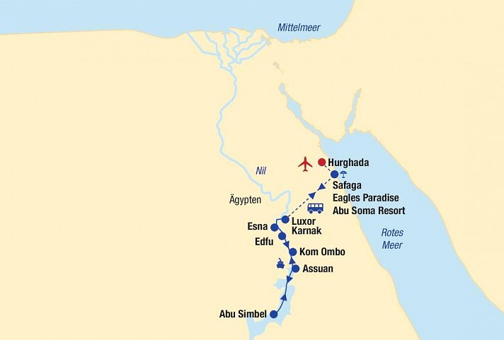 Nilkreuzfahrt und Baden in Safaga