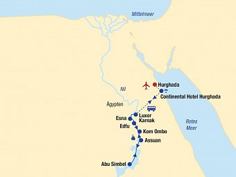 Nilkreuzfahrt + Continental Hotel Hurghada