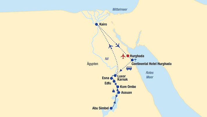 Nilkreuzfahrt, Kairo & Baden in Hurghada