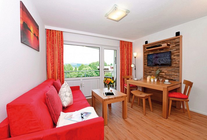 Familienhotel Kleinwalsertal - Wohnbeispiel Appartement 1 Schlafzimmer Komfort (Zimmercodierungen AF1 & AF2)