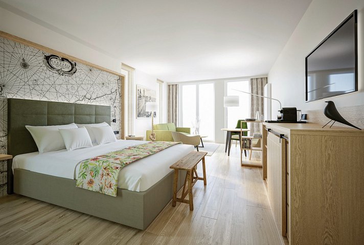 Villa Düne - Wohnbeispiel Junior-/Familiensuite Premium (Zimmercodierungen JM1 & WM1)