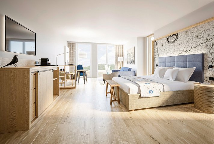 Villa Düne - Wohnbeispiel Junior-/Familiensuite Premium (Zimmercodierungen JM1 & WM1)