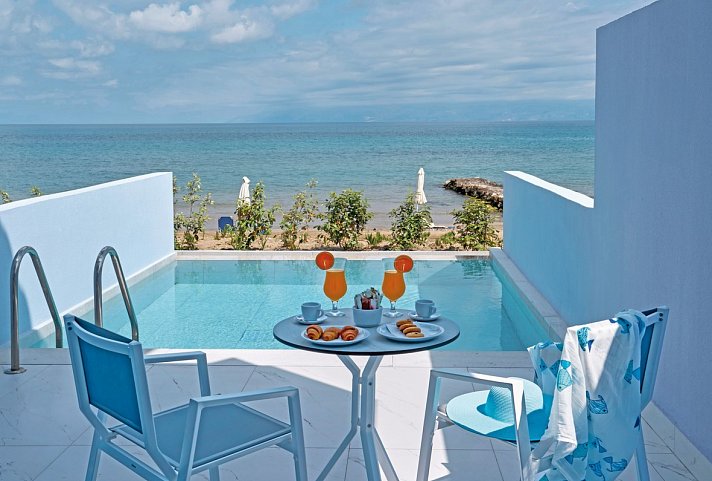 Ibiscus Hotel Corfu - Wohnbsp. Doppelzimmer Meerblick beheizbarer Privat-Pool (Zimmercodierung D1R)
