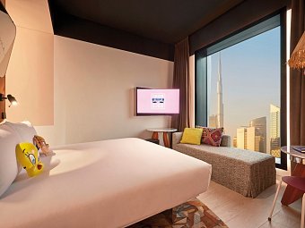 MAMA Shelter Dubai - Wohnbeispiel Medium Mama Double Burj Khalifa view (Zimmercodierung DB6)