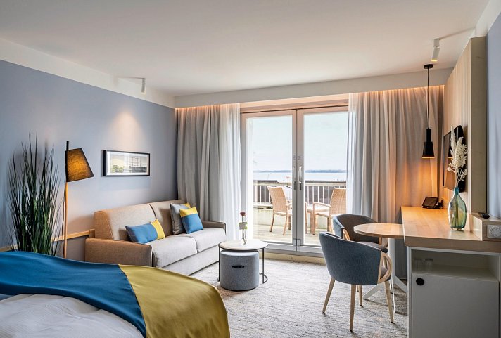 A-ROSA Travemünde - Wohnbeispiel Doppelzimmer Deluxe Meerblick (Zimmercodierung DD1)