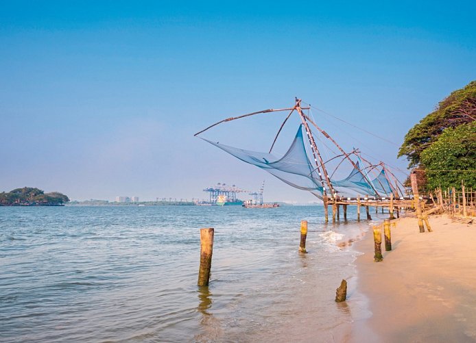 Südindien zum Kennenlernen - Cochin, chinesische Fischernetze