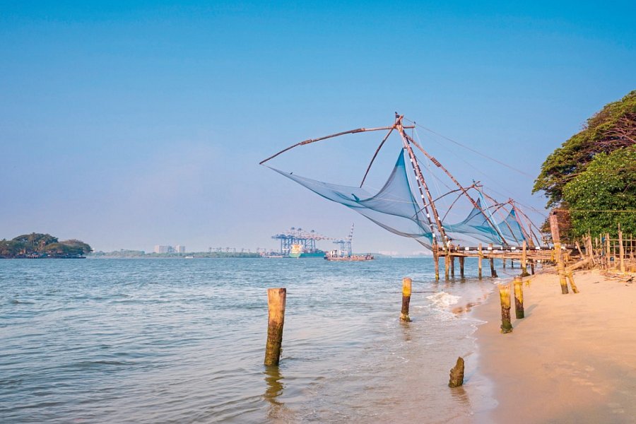 Südindien zum Kennenlernen - Cochin, chinesische Fischernetze
