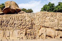 Südindien zum Kennenlernen - Mahabalipuram. Felsrelief Arjuna's Penance