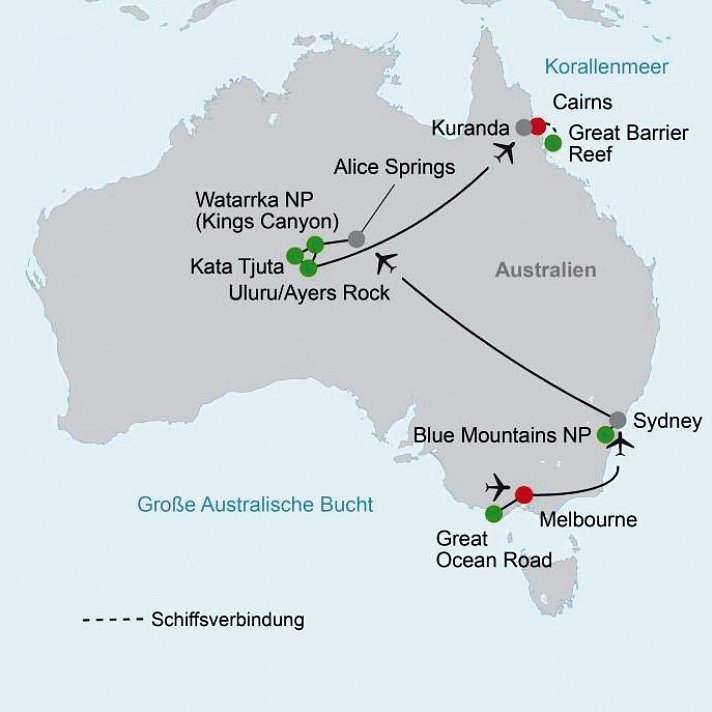 Vielfalt Australiens (13 Nächte, Melbourne-Cairns)