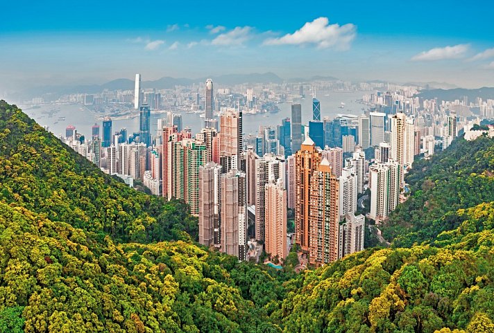 Die Zentren Chinas mit Yangzi - Skyline Hongkong vom Victoria Peak