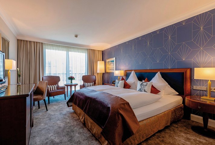 Maison Messmer - Wohnbeispiel Doppelzimmer Klassik Gartenblick (Zimmercodierungen DG1 & EG1)