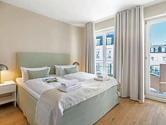 SEETELHOTEL Ostseeresidenz Ahlbeck - Wohnbeispiel Apt. 1 Schlafzimmer Landseite (Zimmercodierung ABL)
