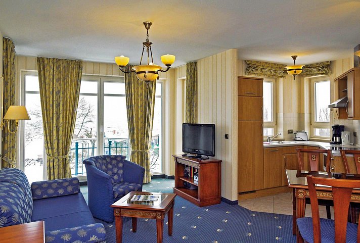 SEETELHOTEL Ostseeresidenz Ahlbeck - Wohnbeispiel Apt. 1 Schlafzimmer Landseite (Zimmercodierungen ABI & ABL)