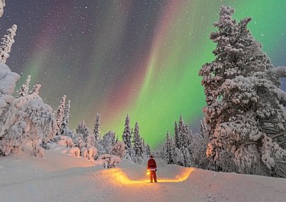 Polarlichtsuche und Weihnachtsmanndorf Rovaniemi