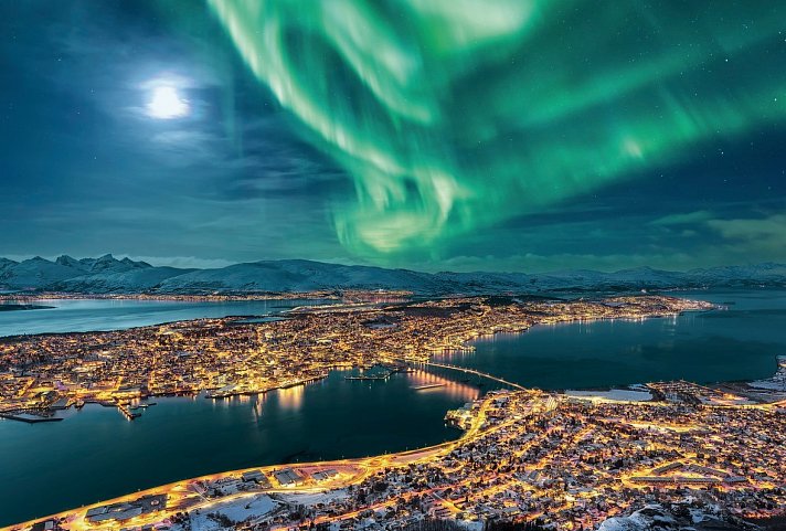 Nordlichtparadies am Lyngenfjord - Nordlicht über Tromsø