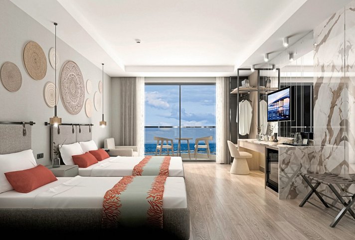 Sentido Palmeras Lumare - Modellbild Wohnbeispiel Doppelzimmer Meerblick (Zimmercodierungen DBM & DCM)