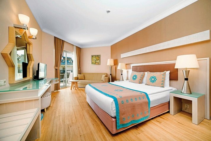 Mukarnas Resort & Spa - Wohnbeispiel Doppelzimmer seitl. Meerblick (Zimmercodierungen DBN & DCN)