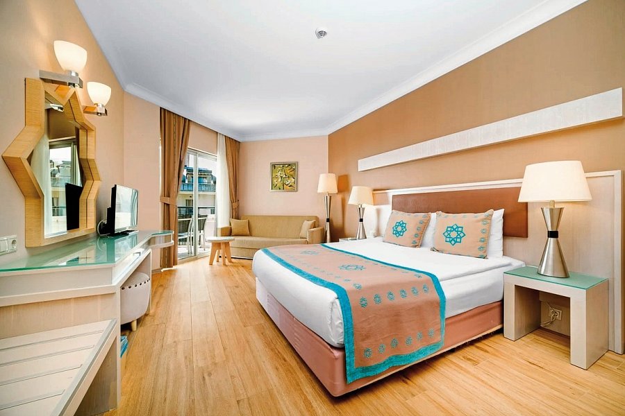 Mukarnas Resort & Spa - Wohnbeispiel Doppelzimmer seitl. Meerblick (Zimmercodierungen DBN & DCN)
