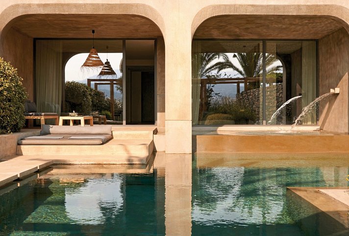 Minos Palace Hotel & Suites - Wohnbeispiel Suite Waterfall Meerblick Privat Pool (Zimmercodierung W1R)